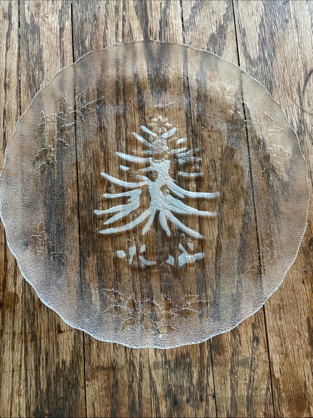 12.5” diameter Clear Glass Holiday Tree Charger/Serving Plate